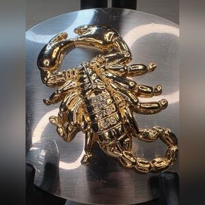 Large Silver And Gold Metal Scorpion Western Belt Buckle!